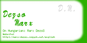dezso marx business card